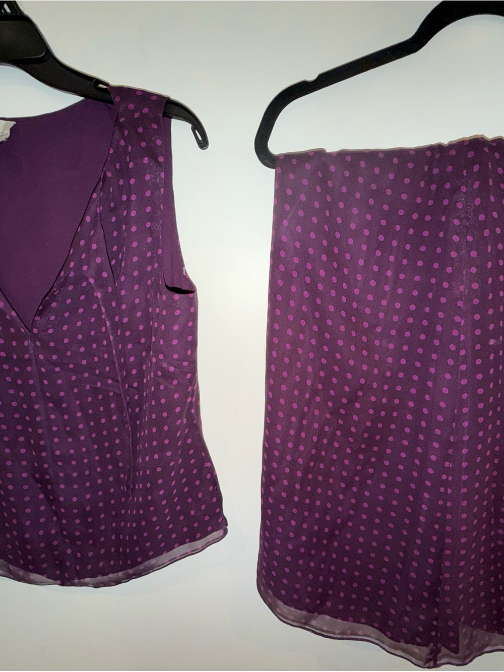 Anne Klein Purple Midi Skirt with Pink Polka Dots